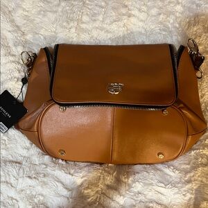 Cognac Color Leather Shoulder Bag